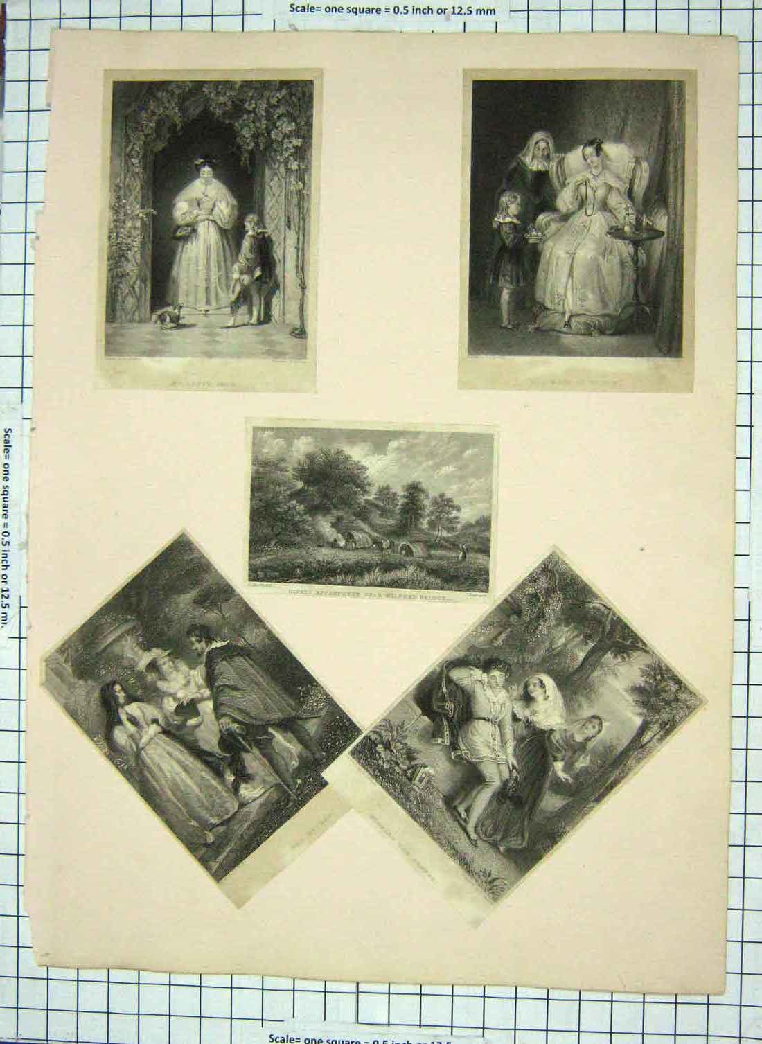 Original Old Antique Print Gipsy Encampment Wilford Bridge Maid Padua Romance