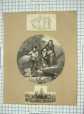 Original Old Antique Print Greek Ladies Toilet Family Agriculture Sims Reeves
