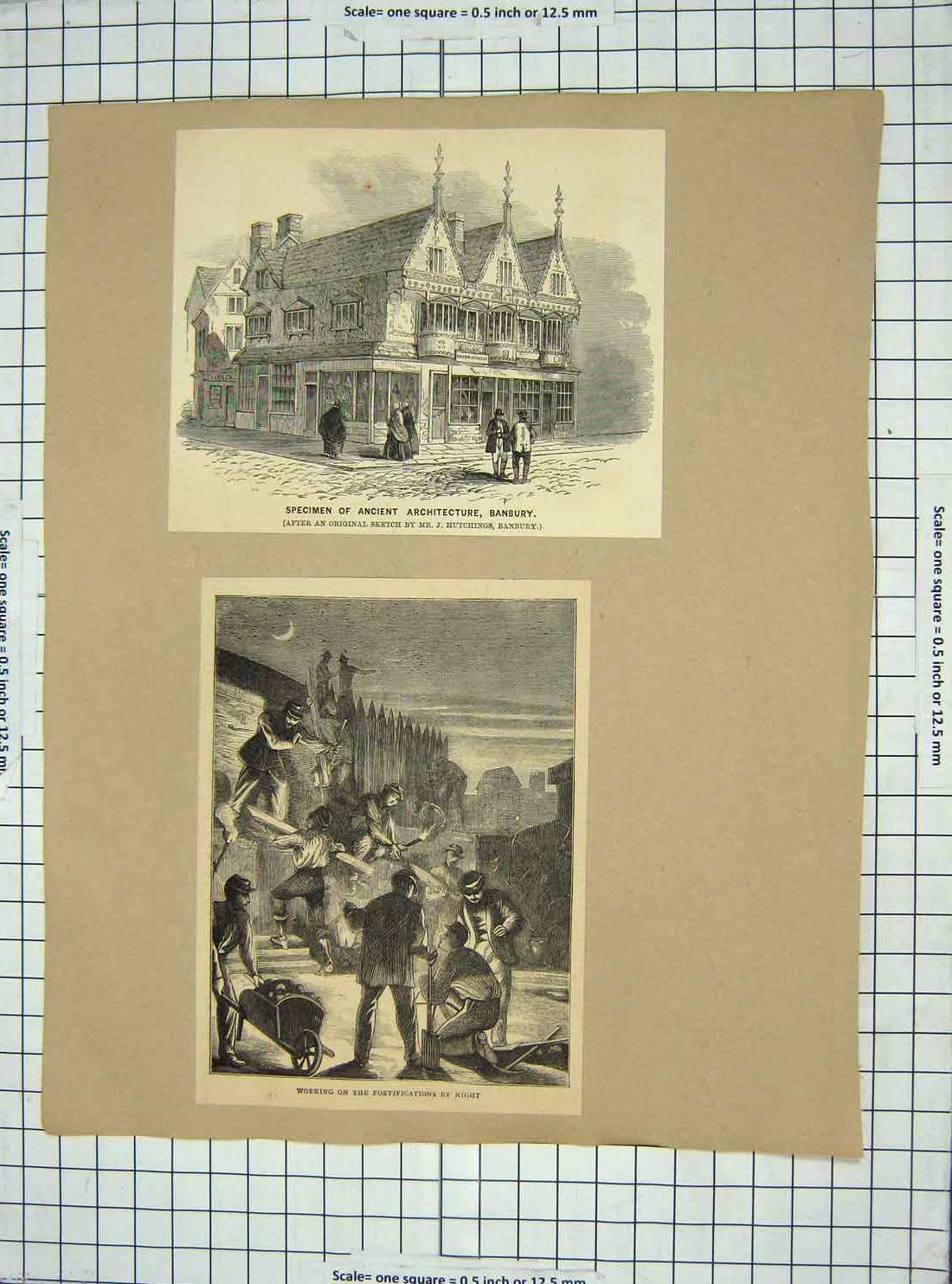 Old Antique Print Architecture Banbury Gemunden Michael'S Church Dijon