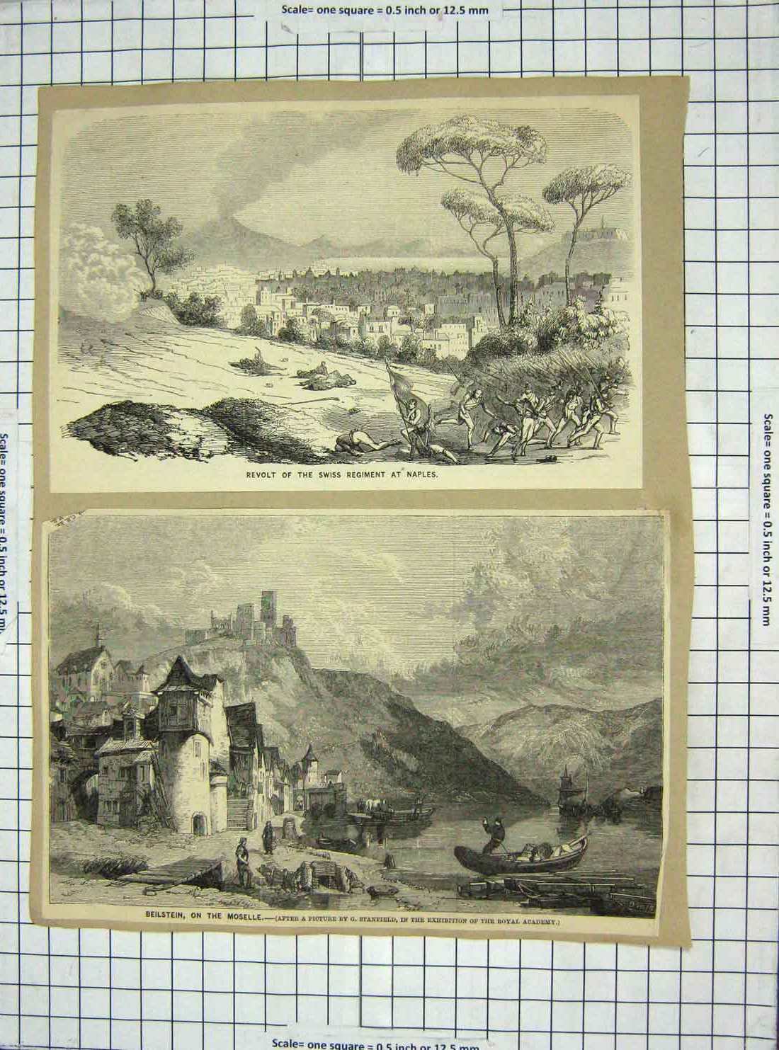 Old Antique Print Revolt Swiss Regiment Naples Beilstein Moselle Bywater
