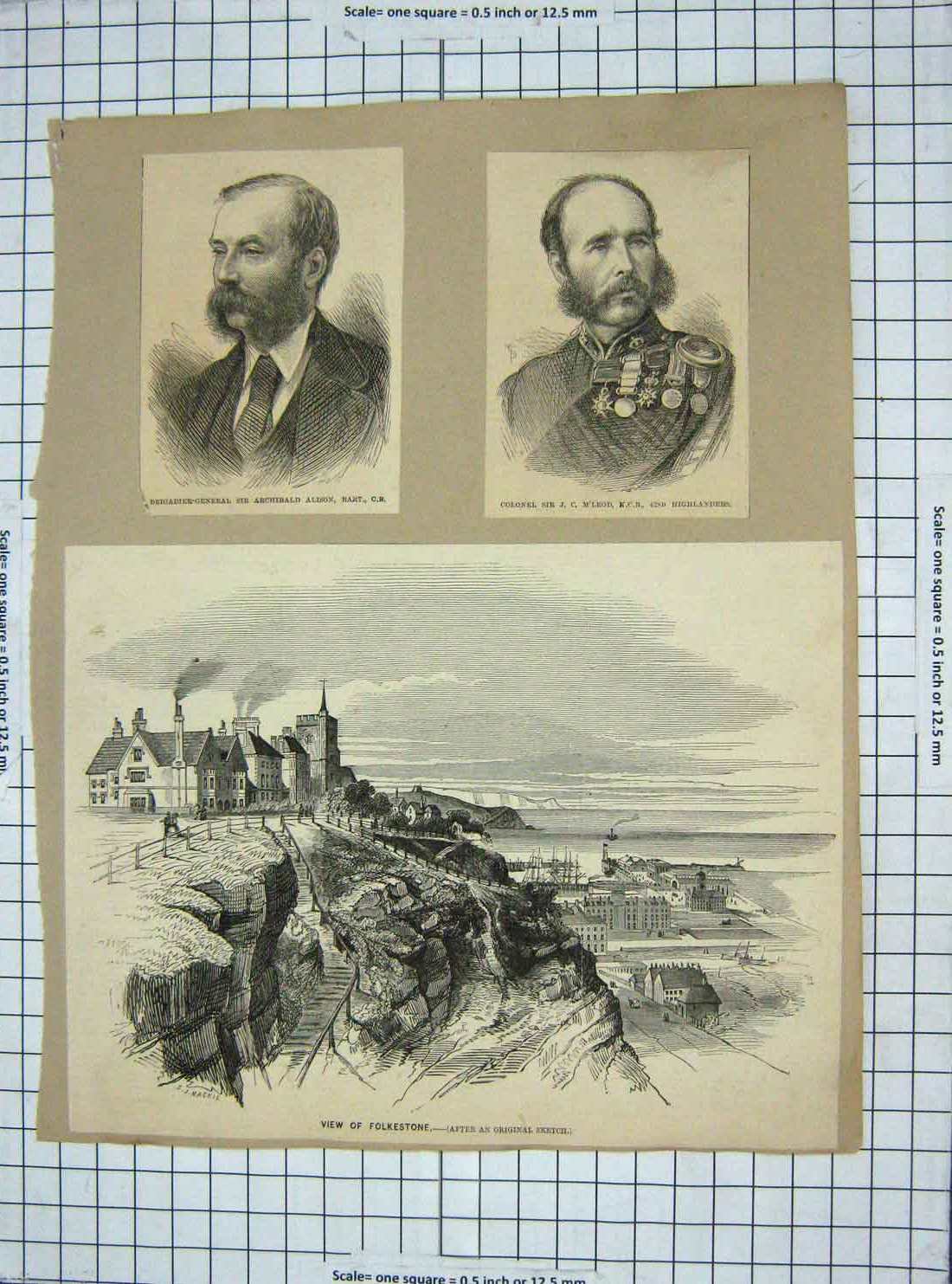 Old Antique Print Alison M'Leod Highlanders Folkestone Pheasant Shooting