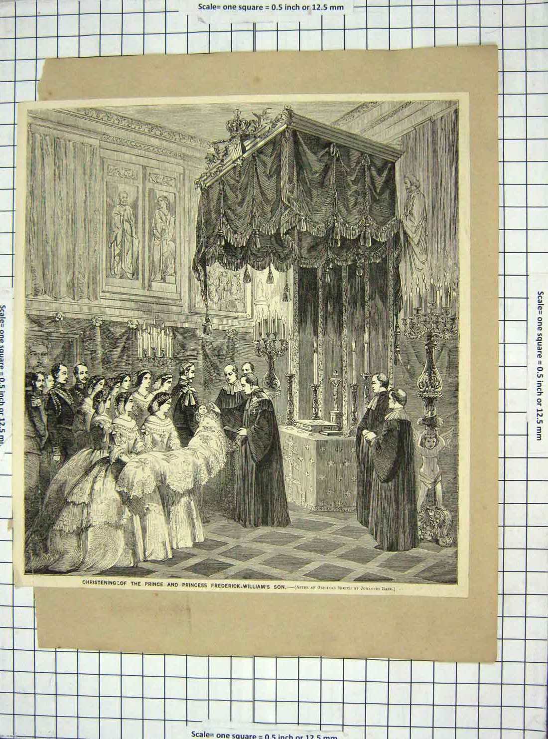 Old Antique Print Christening Prince Frederick-William Son London Fleet