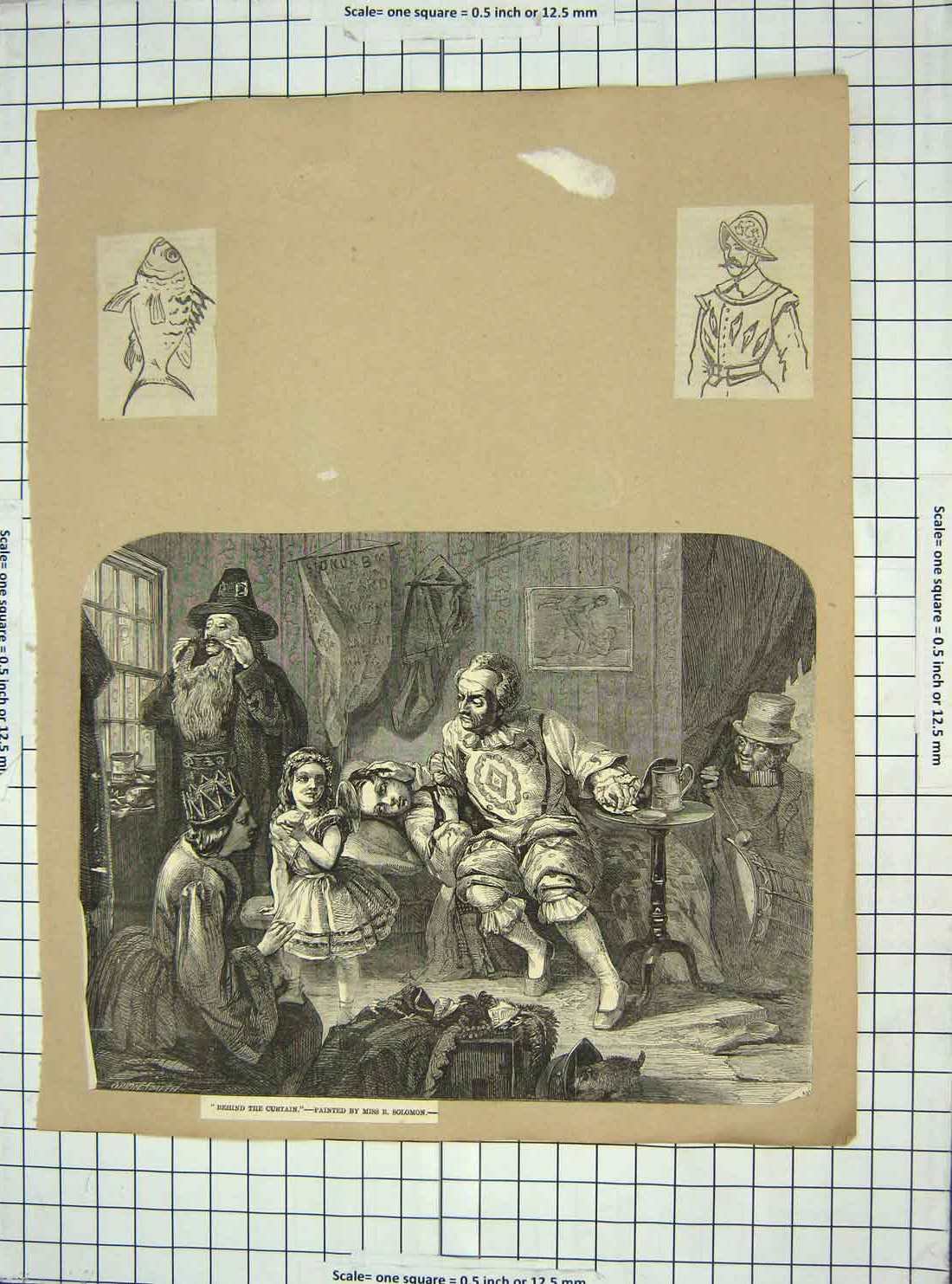 Original Old Antique Print Theatre Scene Memorial Fountain Oxford Alfred Great