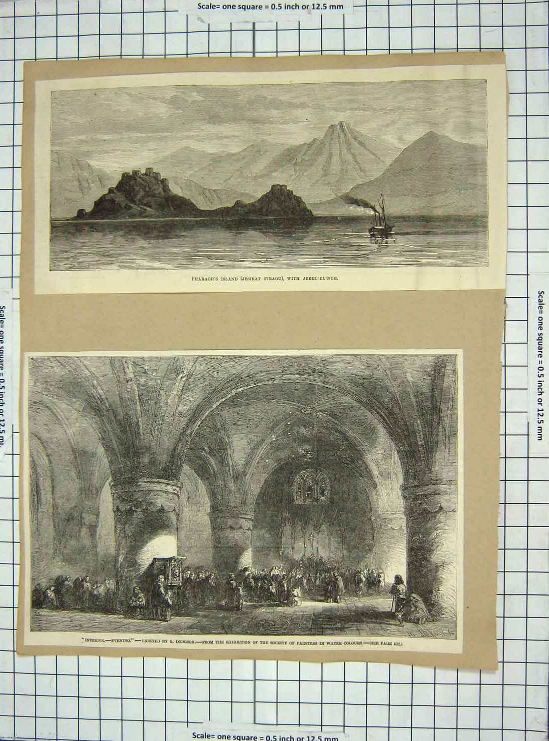 Old Antique Print Pharaoh Island Jebel-El-Nur Church Tollington Holloway