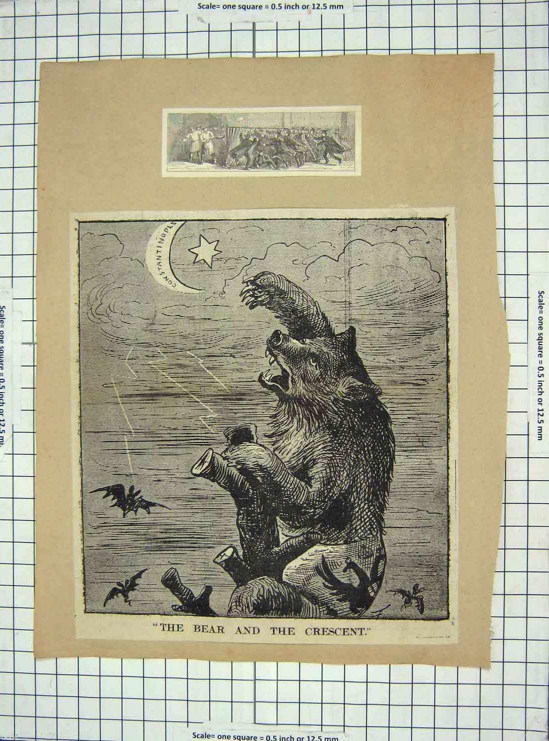 Original Old Antique Print Bear Moon Tram Chilton Tothill Hargrave Westminster