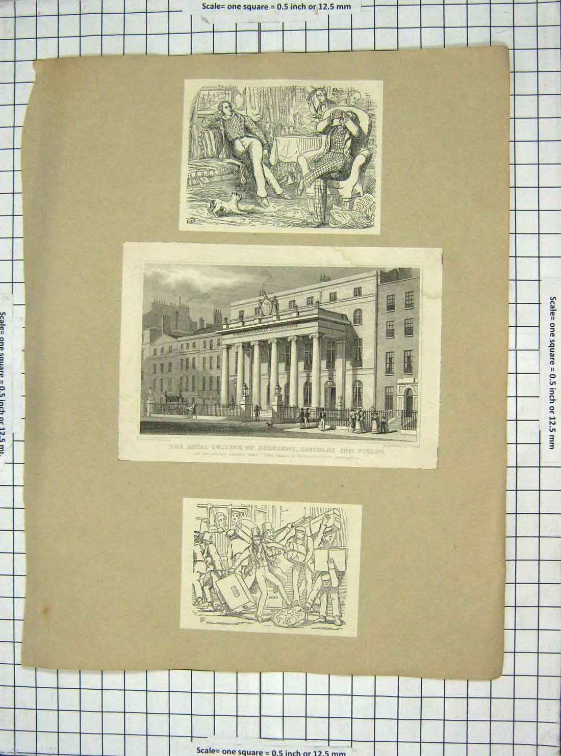 Old Antique Print College Surgeons Lincolns Inn Lord Grosvenor Park Lane