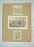 Original Old Antique Print Haberdasher Alms Houses Hoxton Theatre Royal Covent