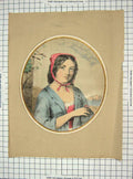 Old Antique Print Portrait Beautiful Woman Chapel Ease Marylebone London