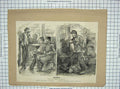 Original Old Antique Print Sunbeam Horse Leger Drawing War Officers Siers