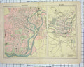 Original Old Antique Print C1892 Street Plan Bath Bristol England Bartholomew