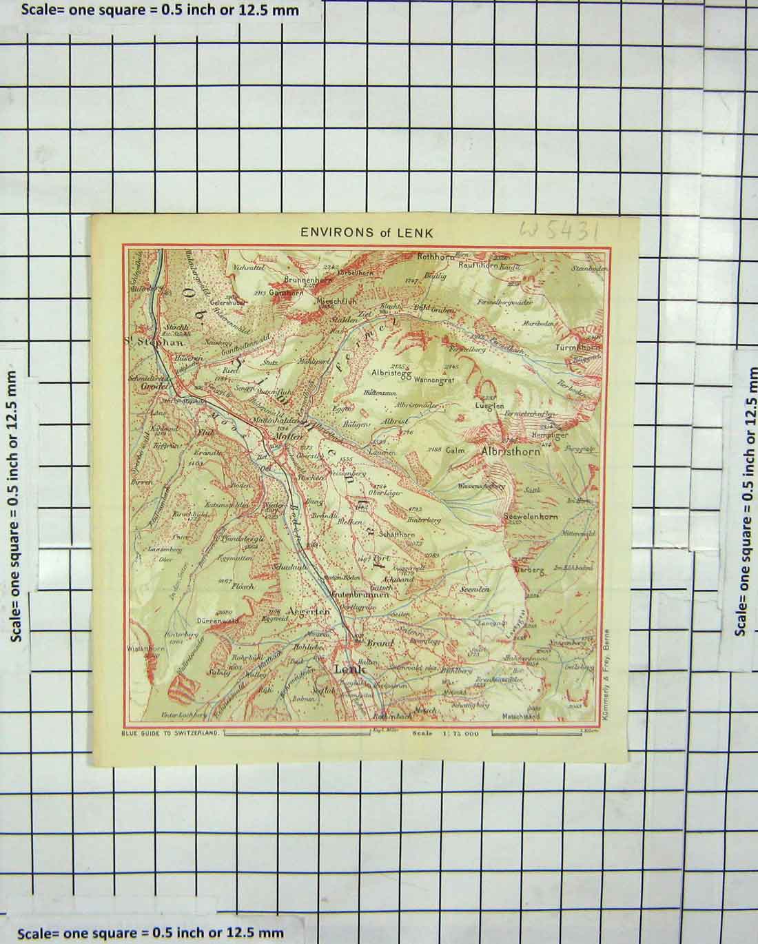 Original Old Antique Print Colour Environs Lenk Albristhorn Switzerland