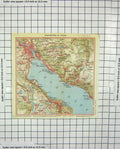 Original Old Antique Print Colour Map Environs Thun Spiez Thunersee Switzerland