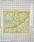 Old Antique Print Colour Map Lower Engadine Vulpera Piz Buin Switzerland