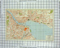 Original Old Antique Print Colour Street Plan Lucerne Lake Reuss Map Europe