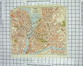 Original Old Antique Print Colour Street Plan Geneva Lake Arve River Kummerly