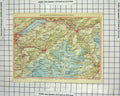 Original Old Antique Print Colour Map Interlaken Grindelwald Gletsch Meringen