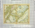 Original Old Antique Print Colour Map Environs Kandersteg Balhorn Mountains
