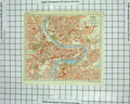 Original Old Antique Print Colour Street Plan Berne Switzerland River Aare