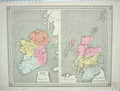 Original Old Antique Print Colour Map Scotland Ireland Ecosse Irlande