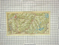 Original Old Antique Print Map Coire Thusis Davos Zernetz Chur Zernez
