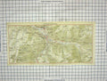 Original Old Antique Print Map Environs Klosters Laret Mountains