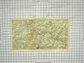 Original Old Antique Print Map Ragatz Coire Klosters Bad Ragaz Chur