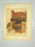 Original Old Antique Print Colour Ruined Cottage Ruins Delamotte Brooks
