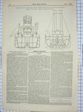 Old Antique Print 1895 Dredging Vessel Russian Government Hopper Simons 19th