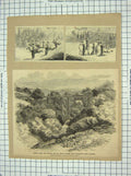 Original Old Antique Print Viaduct Beulah River South Durham Lancashire Railway