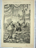 Original Old Antique Print 1874 Reception Duke Duchess Edinburgh Queen Windsor