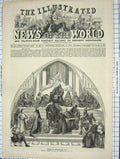 Original Old Antique Print 1860 Fresco Lincoln'S Inn Hall 19th