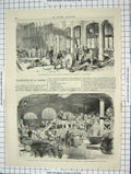 Original Old Antique Print Paris Moulins Farine Gouvernement La Chapelle