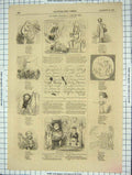 Original Old Antique Print 1855 London Christmas Exhibitions Art British Museum