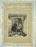 Original Old Antique Print 1860 Scottish Man Lady House Dogs Romance Victorian