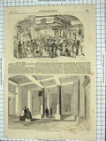 Original Old Antique Print 1860 Newgate Market London Public Library Liverpool