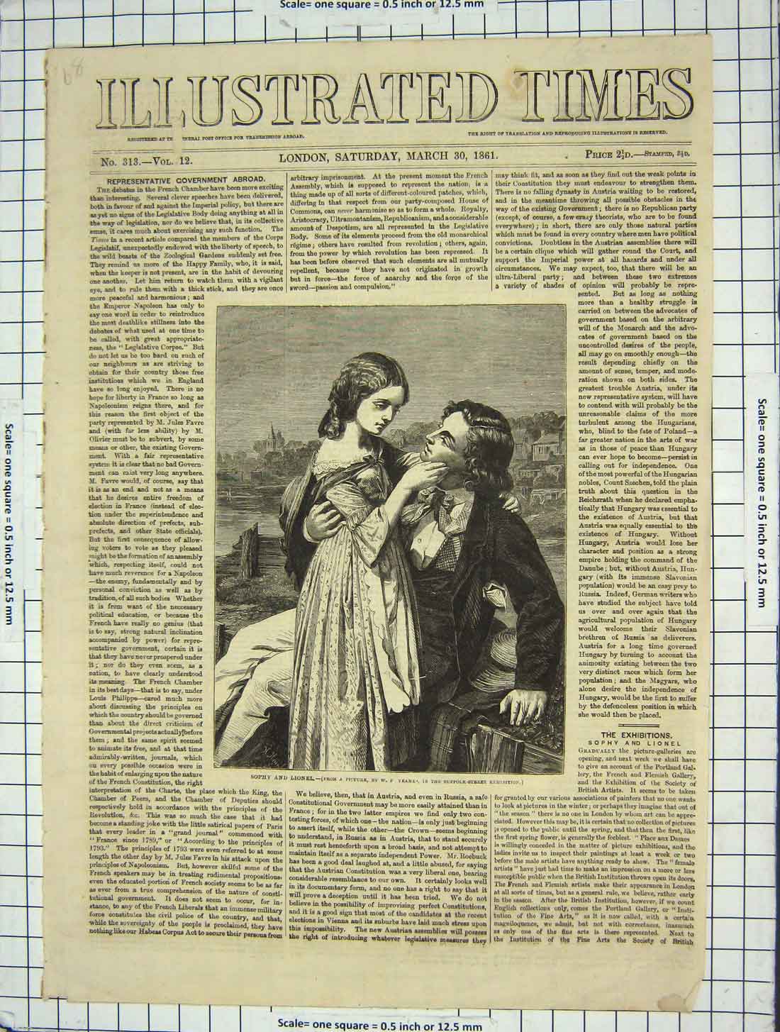 Original Old Antique Print 1861 Portrait Sophy Lionel Romance Yeames Victorian