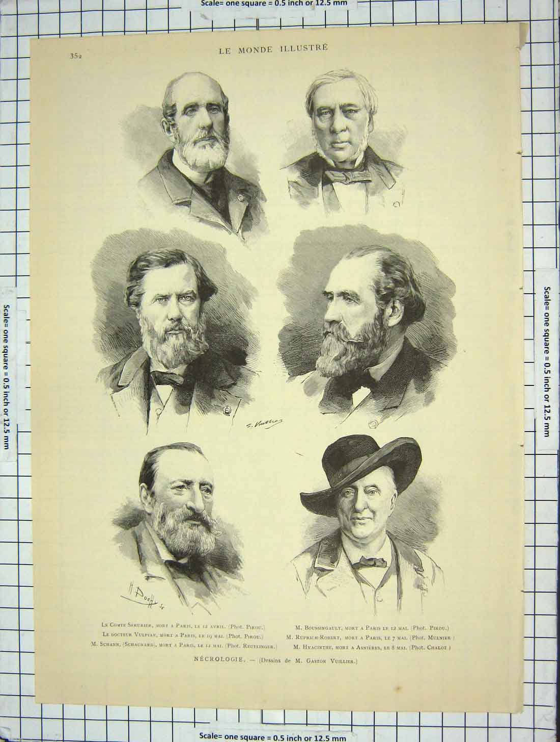 Original Old Antique Print Comte Serurier Boussingault Hyacinthe Schann Vulpian
