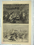 Original Old Antique Print 1855 Christmas Russia Night Levy Siers Crimea War