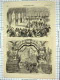 Old Antique Print 1855 Queen Emperor Strasburg Railway Paris Boulevards 19th
