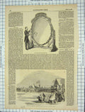 Old Antique Print 1860 Launch Life-Boat Silloth Distin Monster Gong Drum 19th