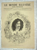 Original Old Antique Print 1875 Portrait Melingue Paris France 19th