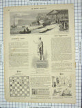 Original Old Antique Print Statue D'Antonin Le Havre Launch Boat Normand