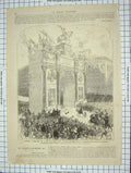 Old Antique Print EntrÇe Madrid Alphonse King Arc Triomphe Paris France 18th