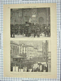 Original Old Antique Print Donatello Maison Teraldi Fetes Florence Sant Maria