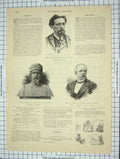 Original Old Antique Print Portrait Mesureur Donatello Emilio Fabris Architect