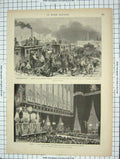 Old Antique Print Constantinople Railway Train Paris Notre-Dame Service 19th