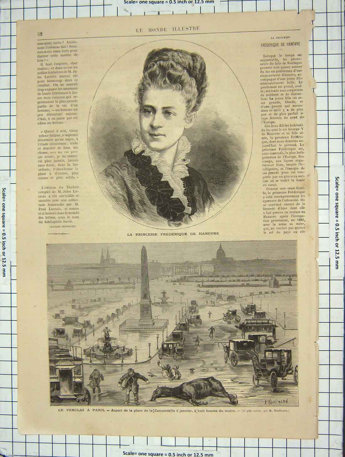 Old Antique Print Portrait Princesse Frederique De Hanovre Verglas Paris 19th
