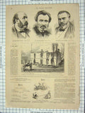 Original Old Antique Print Portrait Ledru-Rollin Decede Larousse Cretineau-Joly