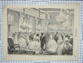 Original Old Antique Print Grand Ball Sardaigne Janvier Dessin Dancing Romance