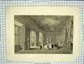 Original Old Antique Print Gilt Room Holland House Richardson Engraving